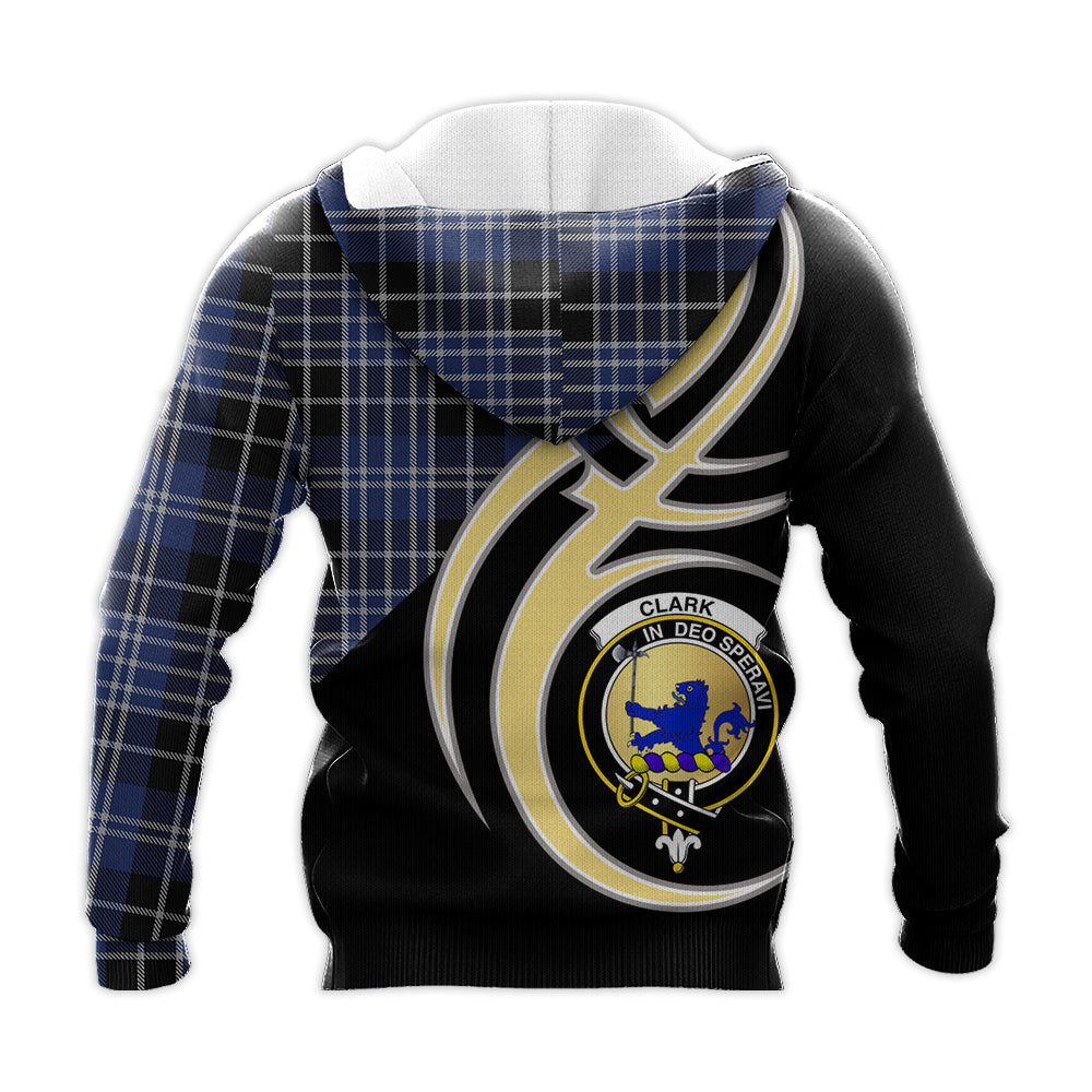 Printivon Clark Lion Clan Believe In Me Crest Tartan Knitted Hoodie Custom Your Text