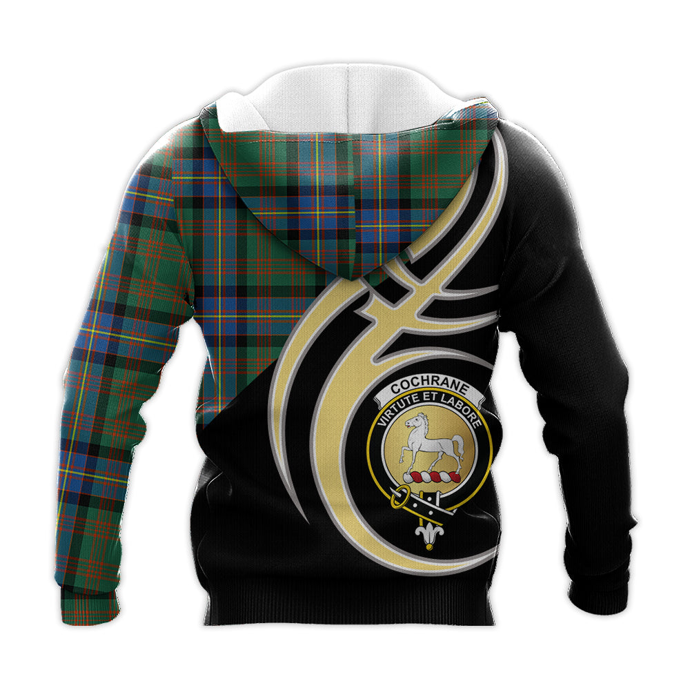 Printivon Cochrane Ancient Clan Believe In Me Crest Tartan Knitted Hoodie Custom Your Text