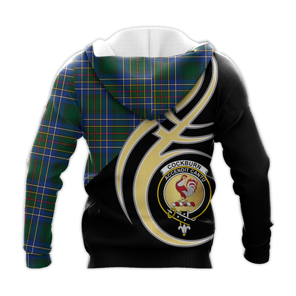 Printivon Cockburn Ancient Clan Believe In Me Crest Tartan Knitted Hoodie Custom Your Text