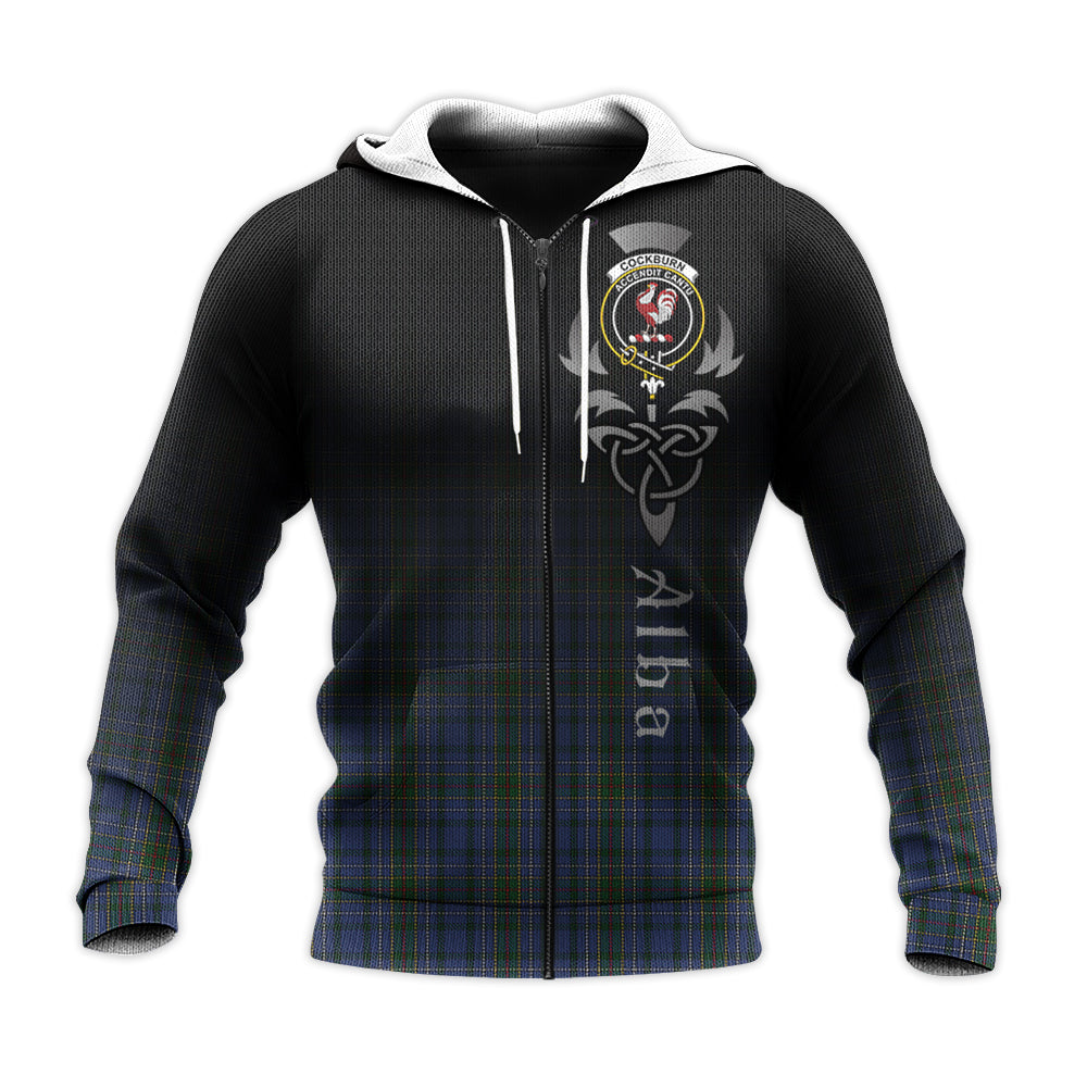 Printivon Cockburn Blue Tartan Crest Alba Celtic Hoodie