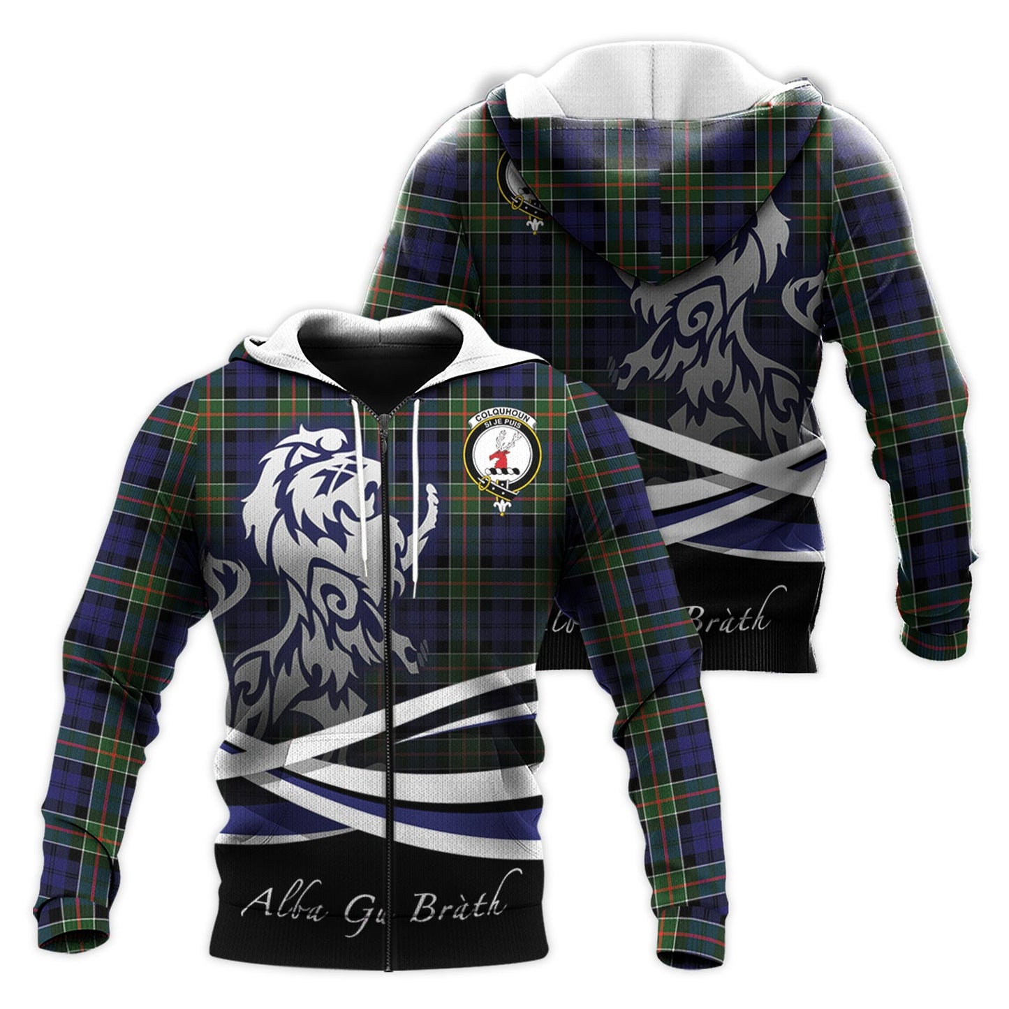 Printivon Colquhoun Modern Tartan Scottish Lion Hoodie