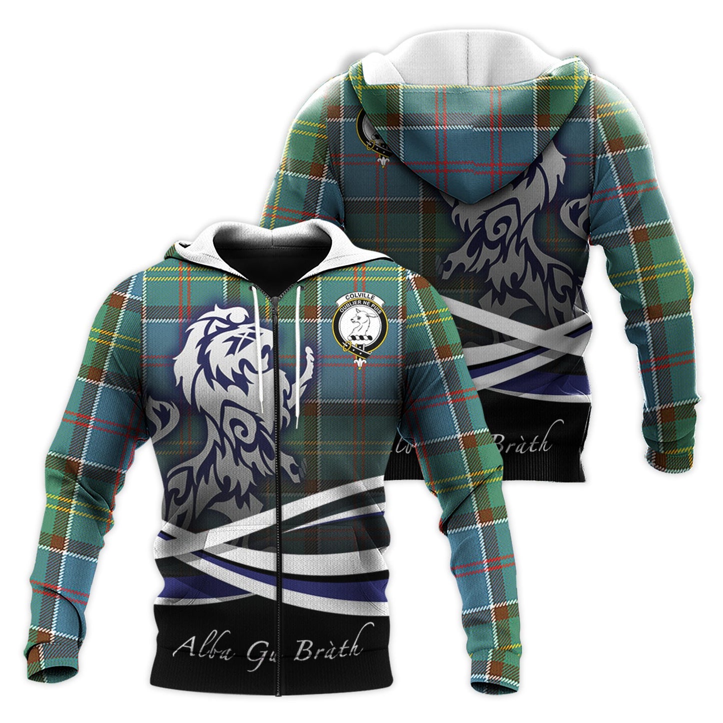 Printivon Colville Tartan Scottish Lion Hoodie