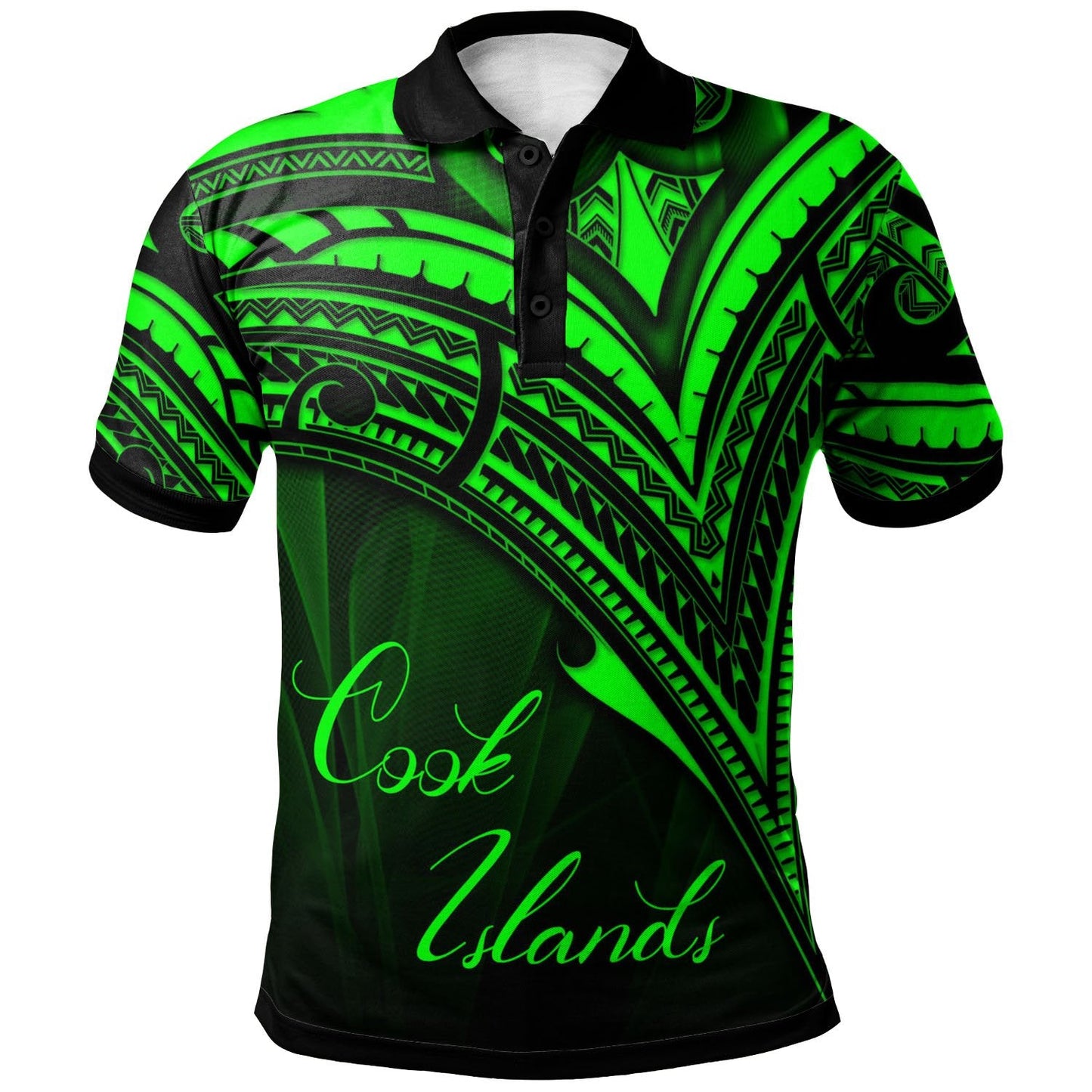 Cook Islands Polo Shirt - Green Color Cross Style
