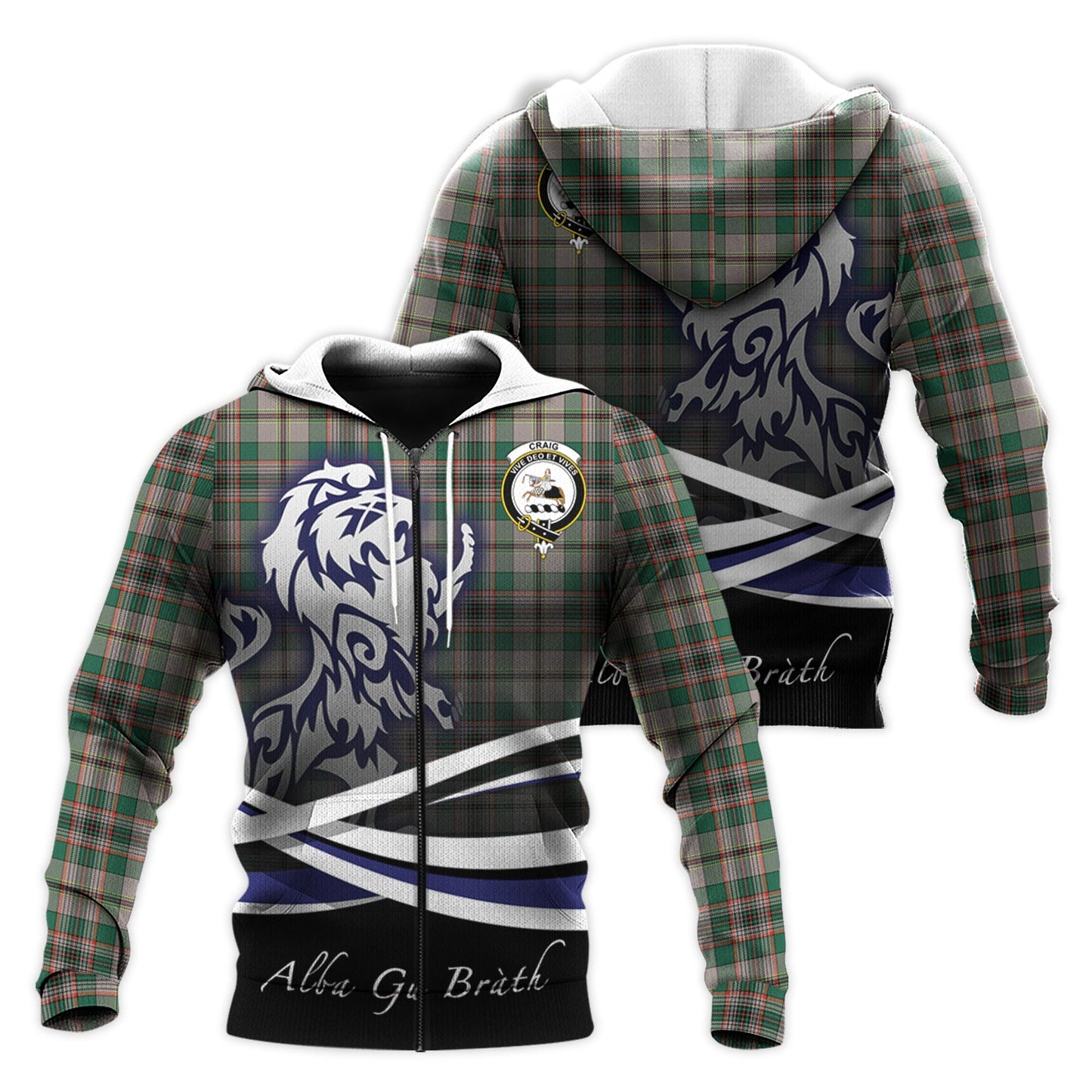 Printivon Craig Ancient Tartan Scottish Lion Hoodie