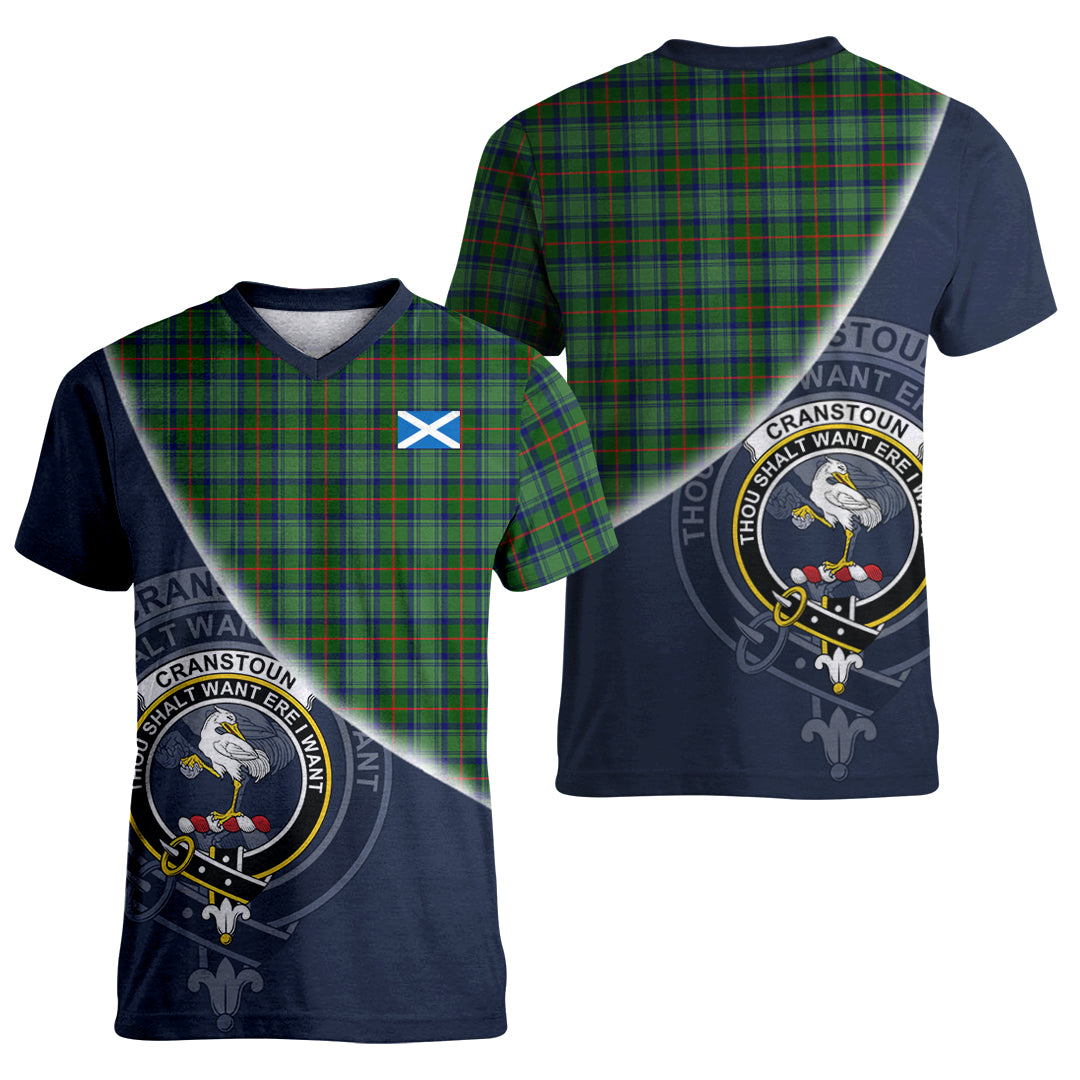 Printivon Cranstoun Tartan Scottish Crest T Shirt