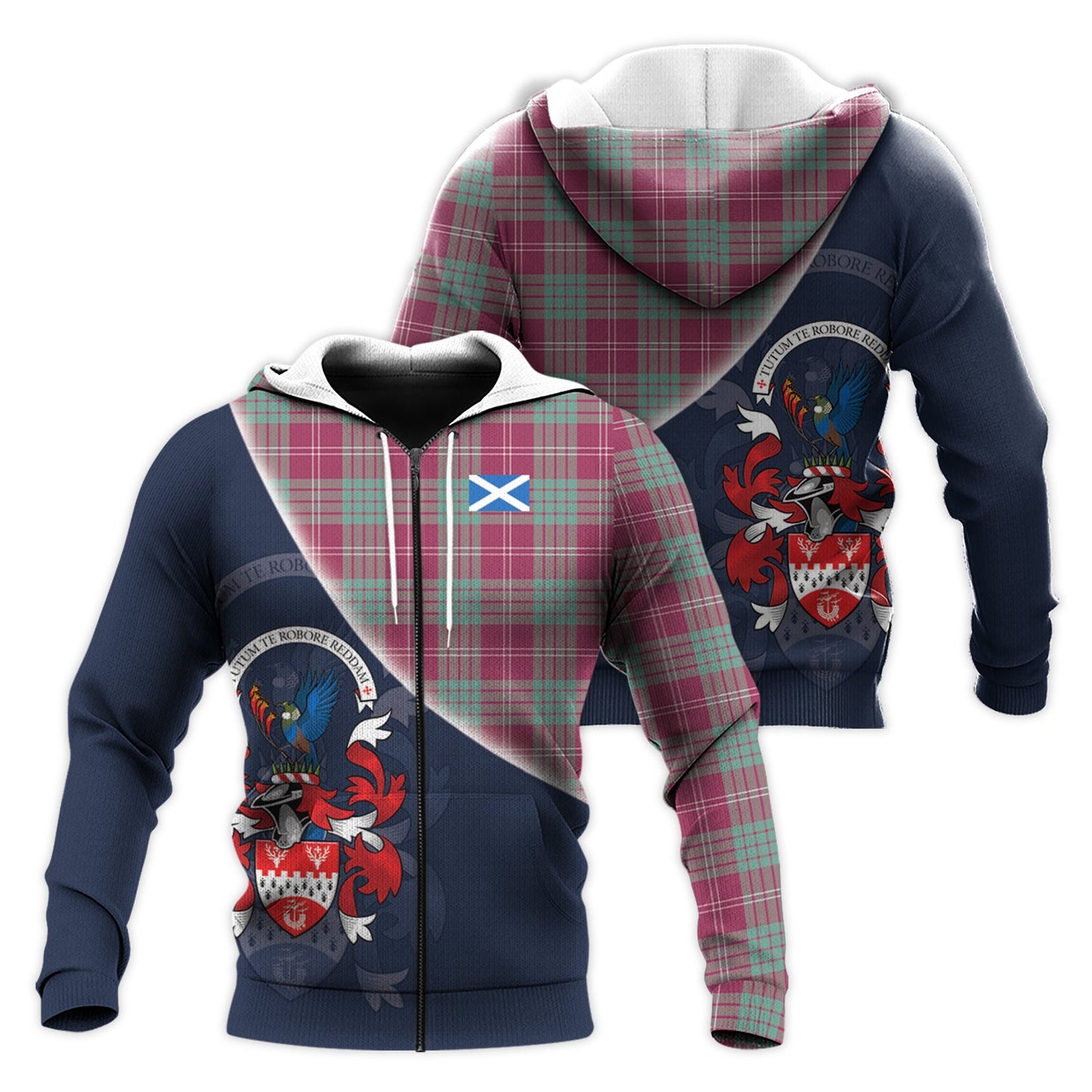 Printivon Crawford Ancient Of Newzealand Tartan Scottish Crest Hoodie