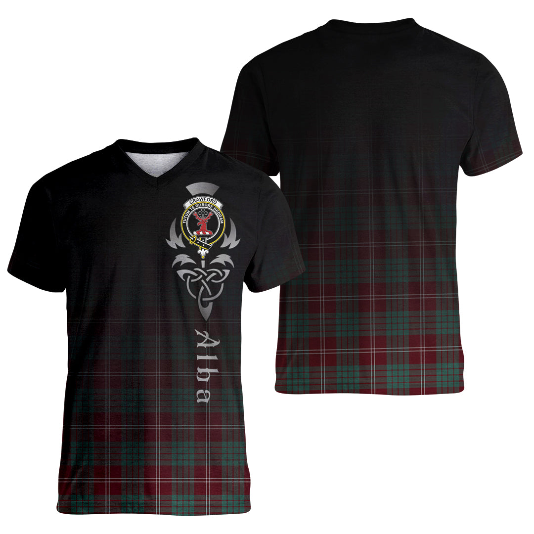 Printivon Crawford Modern Tartan Crest Alba Celtic T Shirt
