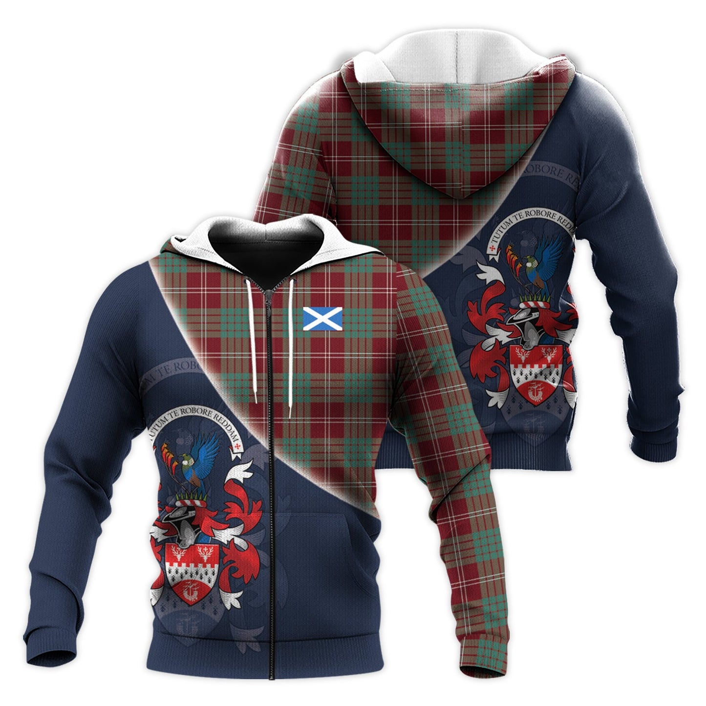 Printivon Crawford Modern Of Newzealand Tartan Scottish Crest Hoodie