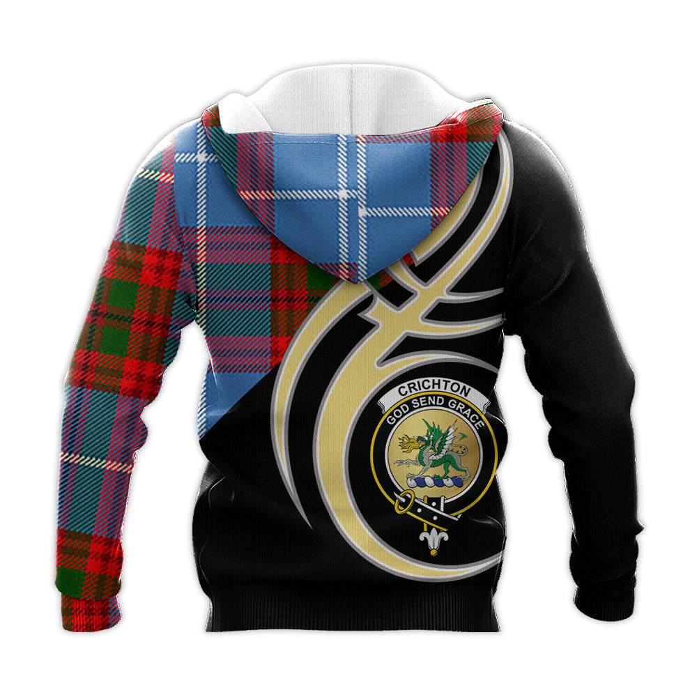 Printivon Crichton Clan Believe In Me Crest Tartan Knitted Hoodie Custom Your Text