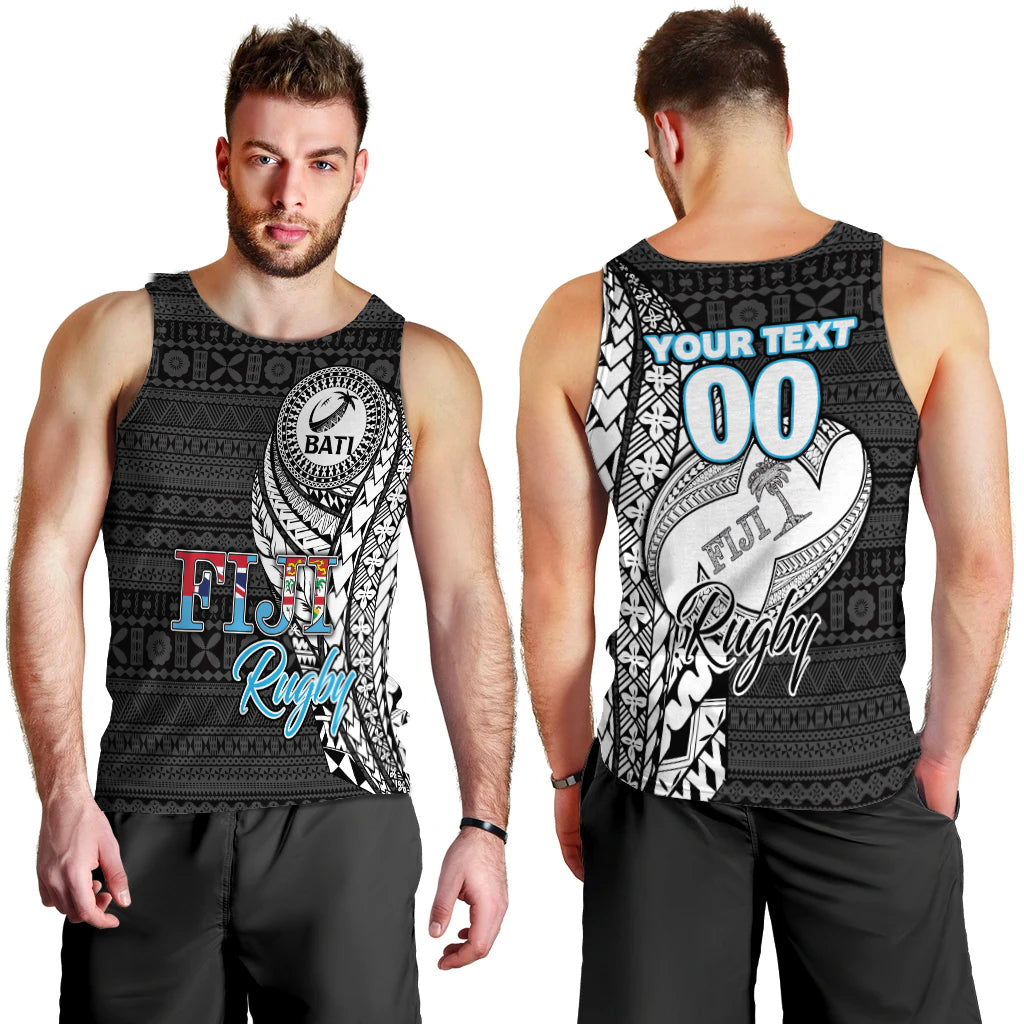 Custom Personalised Fiji Rugby Bati Tapa Pattern Men Tank Top