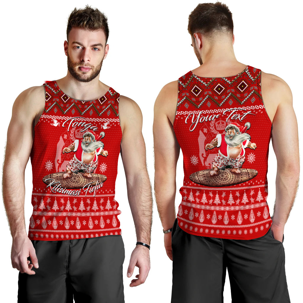 Custom Personalised Tonga Christmas Kilisimasi Fiefia Santas Polynesia Men Tank Top