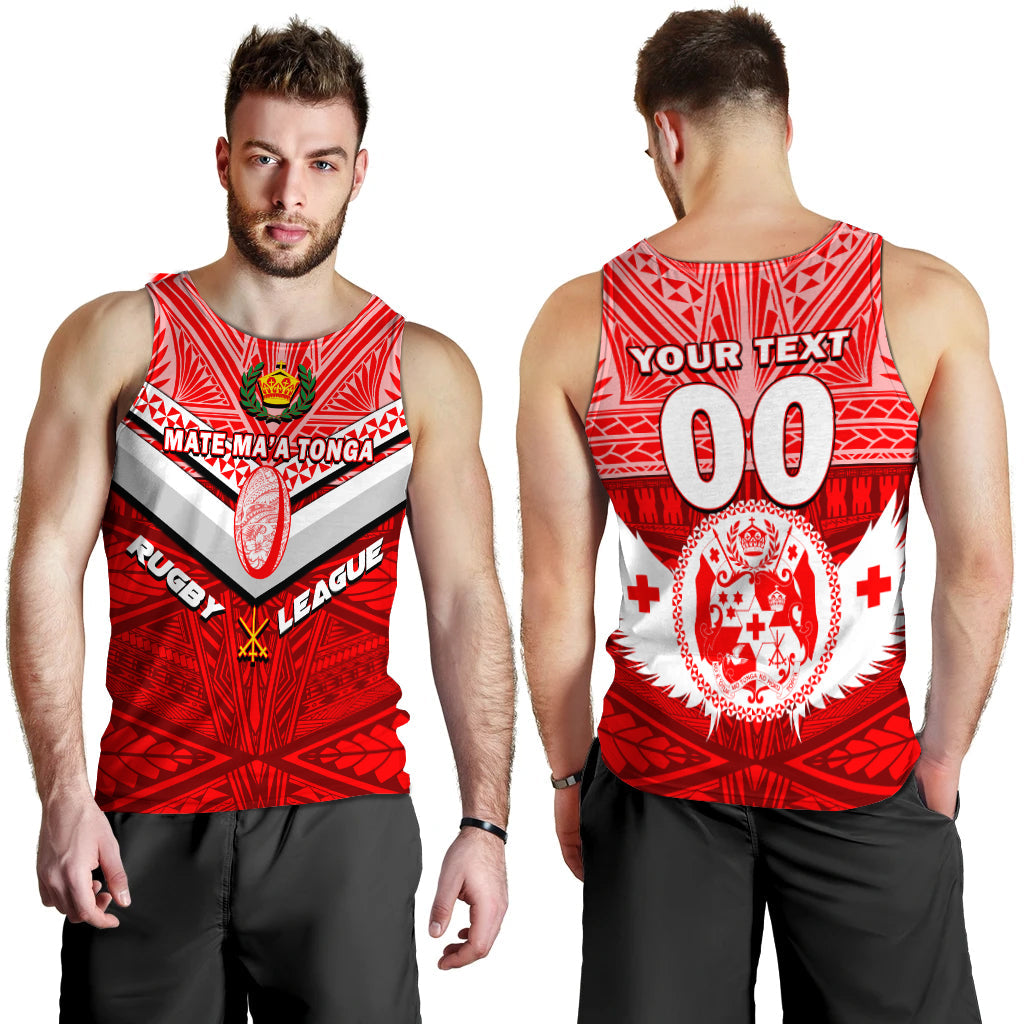 Custom Personalised Tonga Rugby Mate Ma'a Tonga Tapa Pattern Men Tank Top