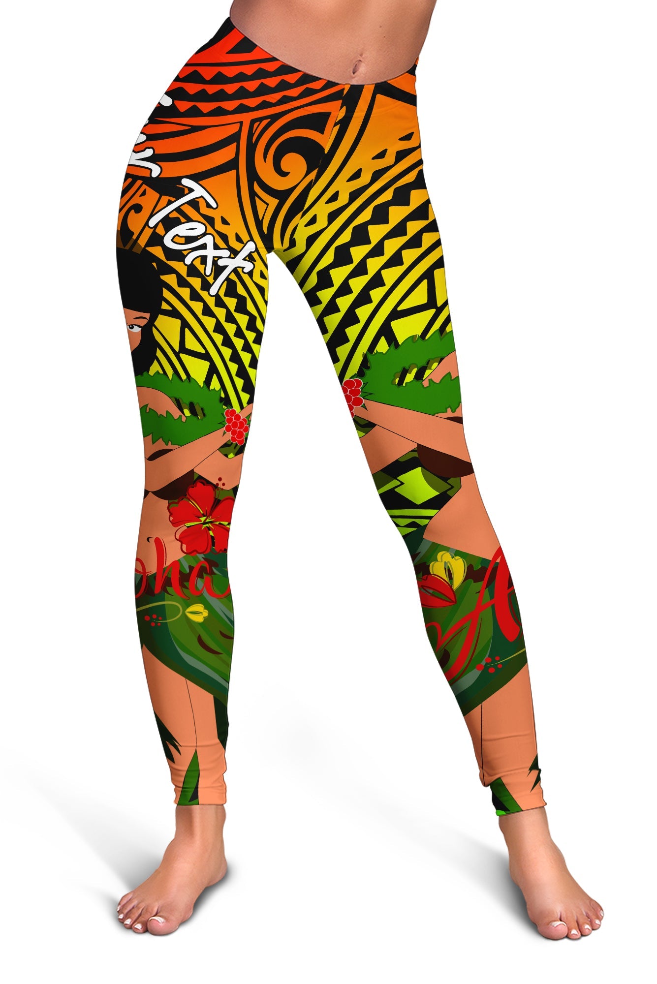 Custom Personalised Hawaii Hula Girl Reggae Women Legging -