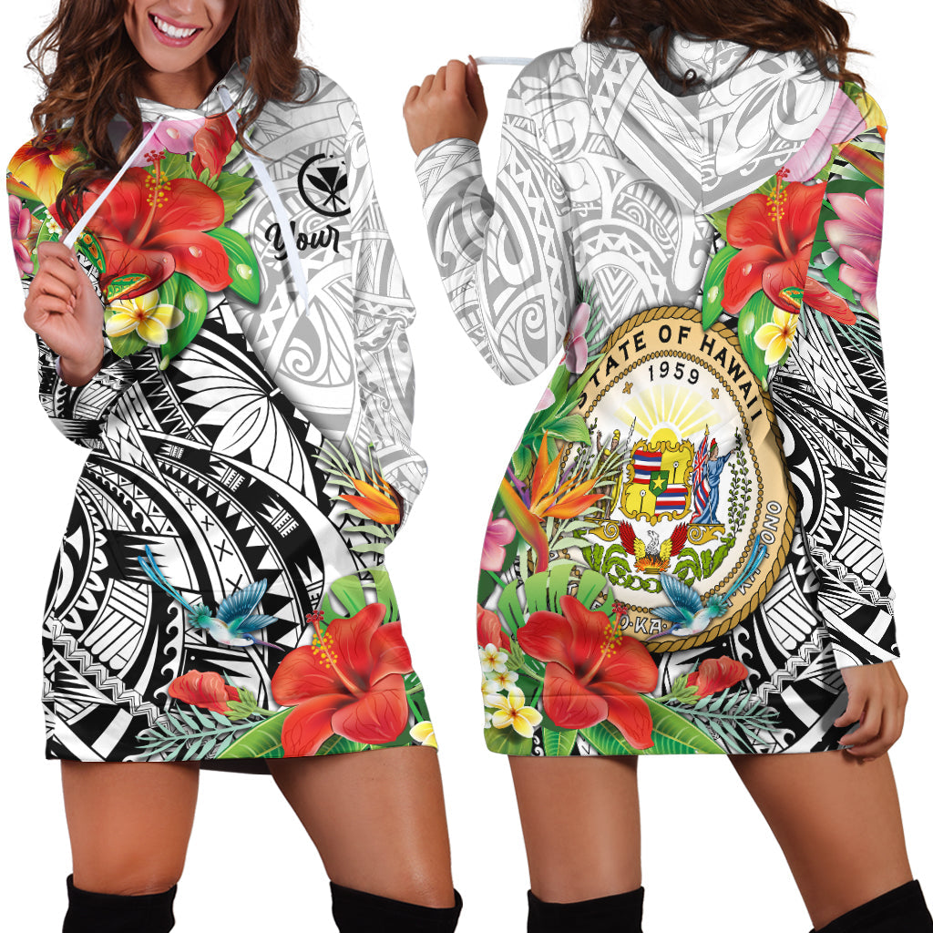 Custom Personalised Hawaii Hibiscus Kanaka Polynesia Hoodie Dress