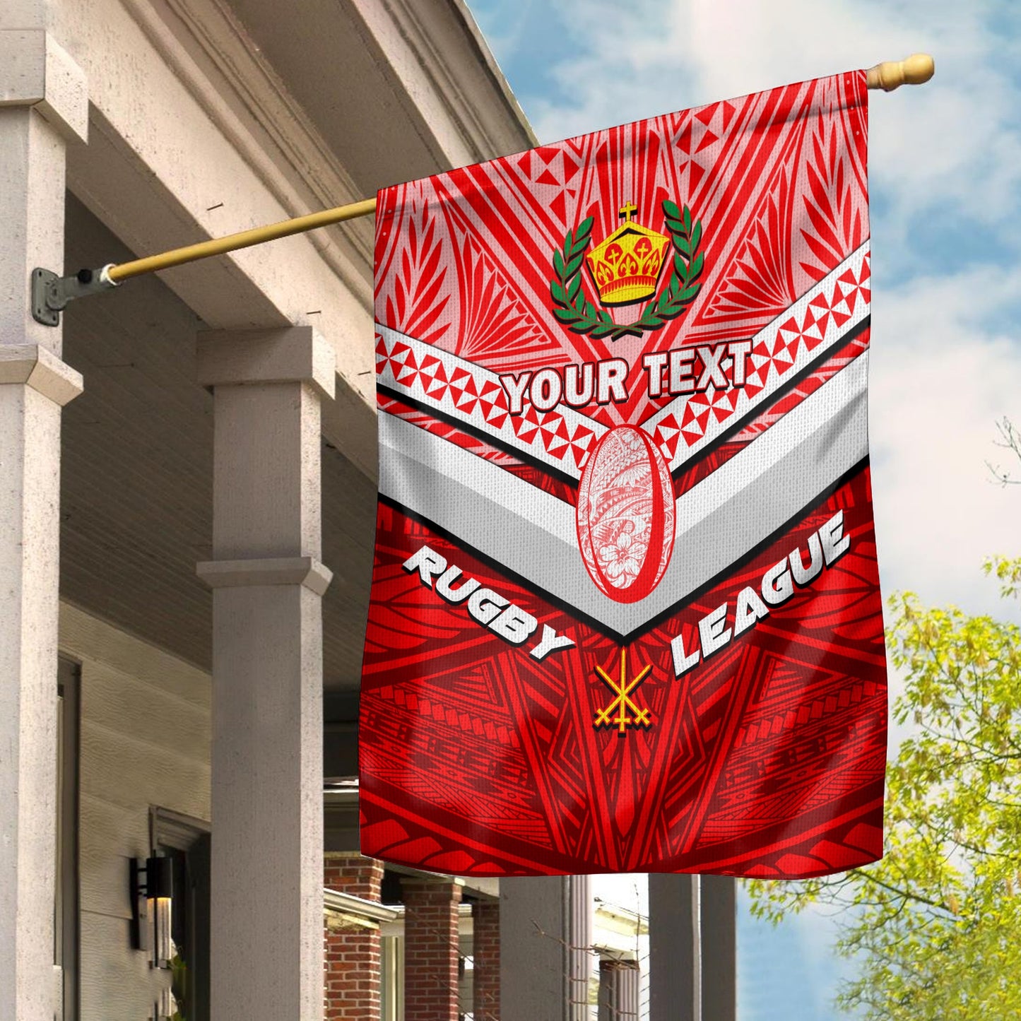 (Custom Personalised) Tonga Rugby Mate Ma'a Tonga Tapa Pattern Flag