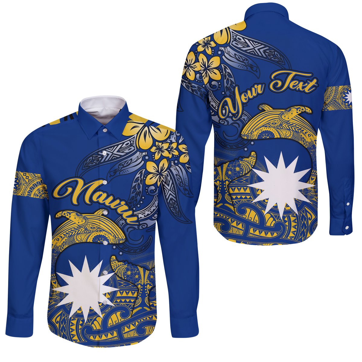 (Custom Personalised) Nauru Independence The Way Of Water Sleeve Button Shirt