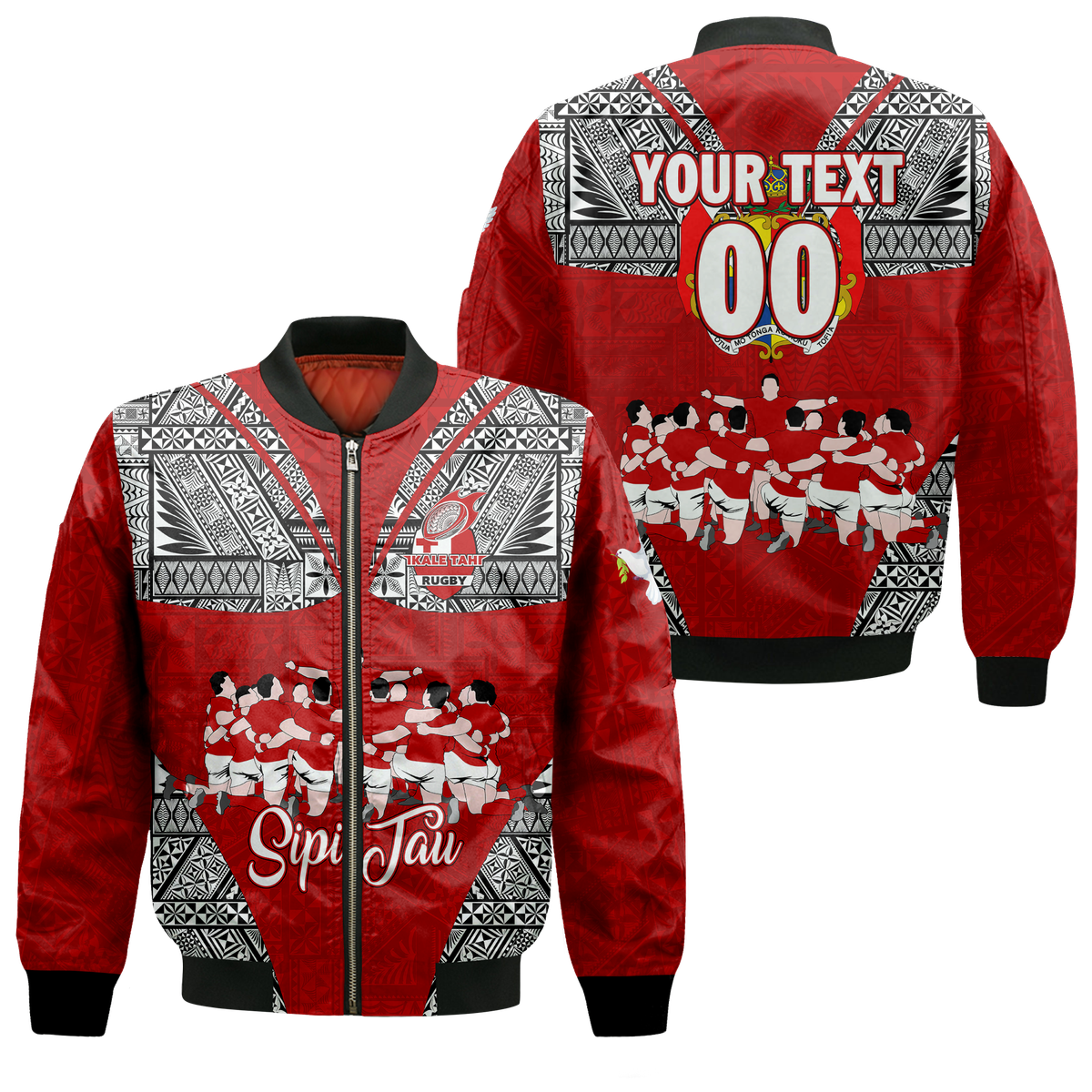 (Custom Personalised) Tonga Rugby Ikale Tahi Sipi Tau Bomber Jacket