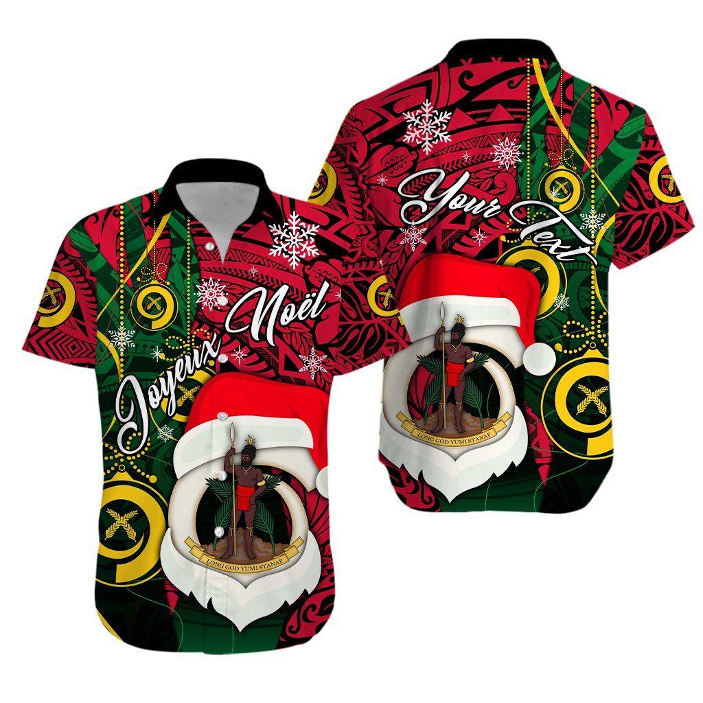 Custom Personalised Vanuatu Christmas - Joyeux Noël Santas God Yumi Hawaiian Shirt -