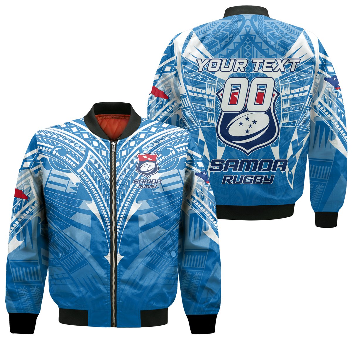 (Custom Personalised) Samoa Rugby Toa Samoa Blue Style Bomber Jacket