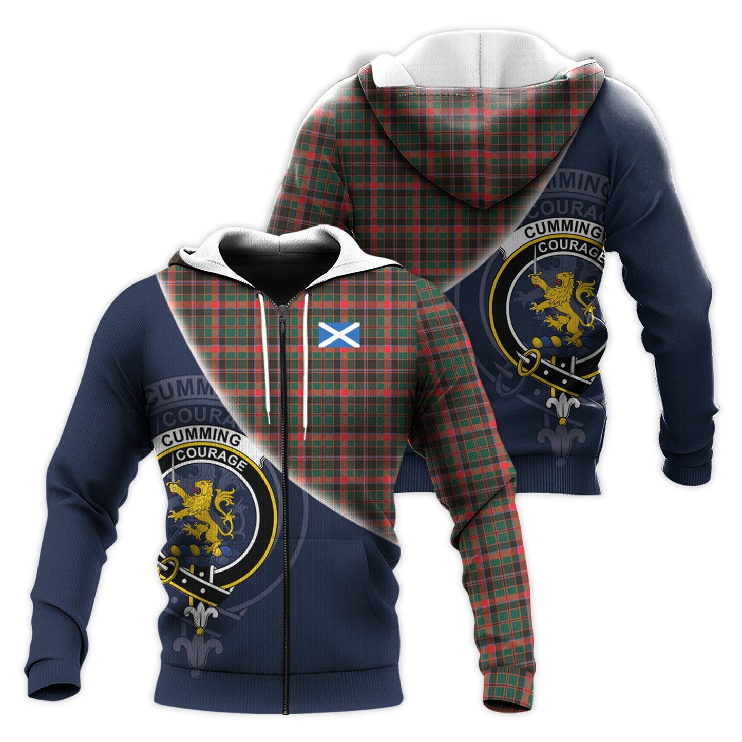 Printivon Cumming Hunting Modern Tartan Scottish Crest Hoodie