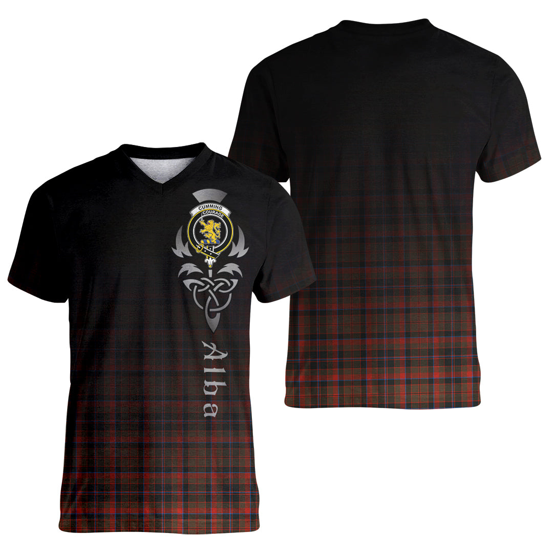 Printivon Cumming Hunting Weathered Tartan Crest Alba Celtic T Shirt