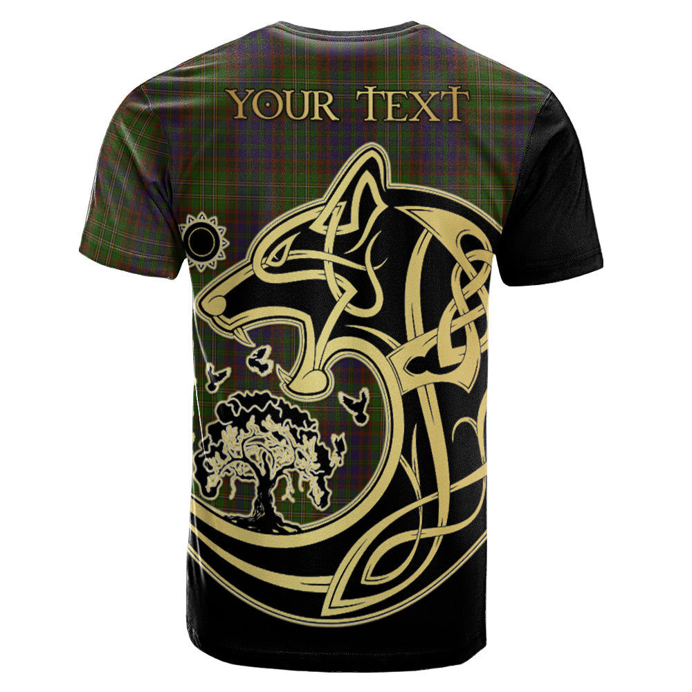 Printivon Cunningham Hunting Modern Crest Celtic Wolf Tartan T Shirt Custom Your Text