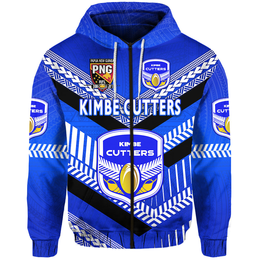 ( Personalised) Papua New Guinea Kimbe Cutters Zip Hoodie Rugby Blue, Text And Number