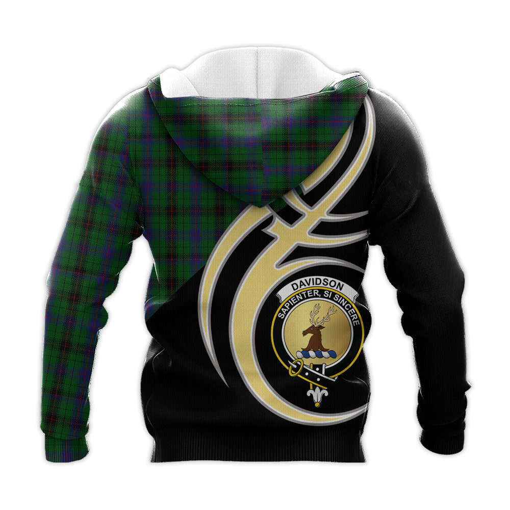 Printivon Davidson Clan Believe In Me Crest Tartan Knitted Hoodie Custom Your Text
