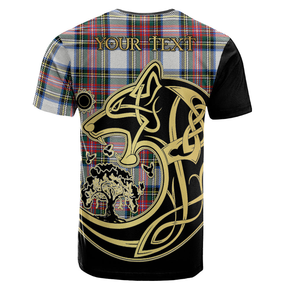 Printivon Dennistoun Crest Celtic Wolf Tartan T Shirt Custom Your Text