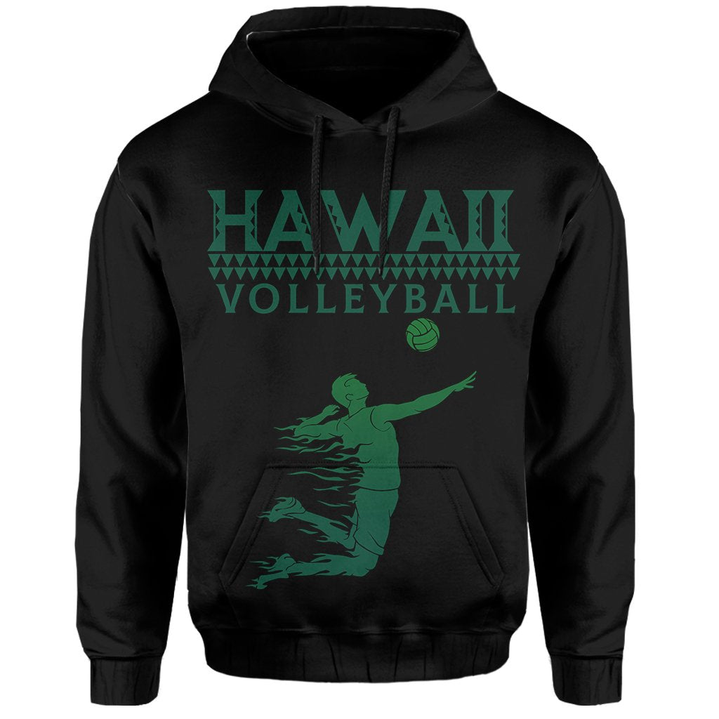 Volleyball Sport Kakau Hawaii Hoodie Black