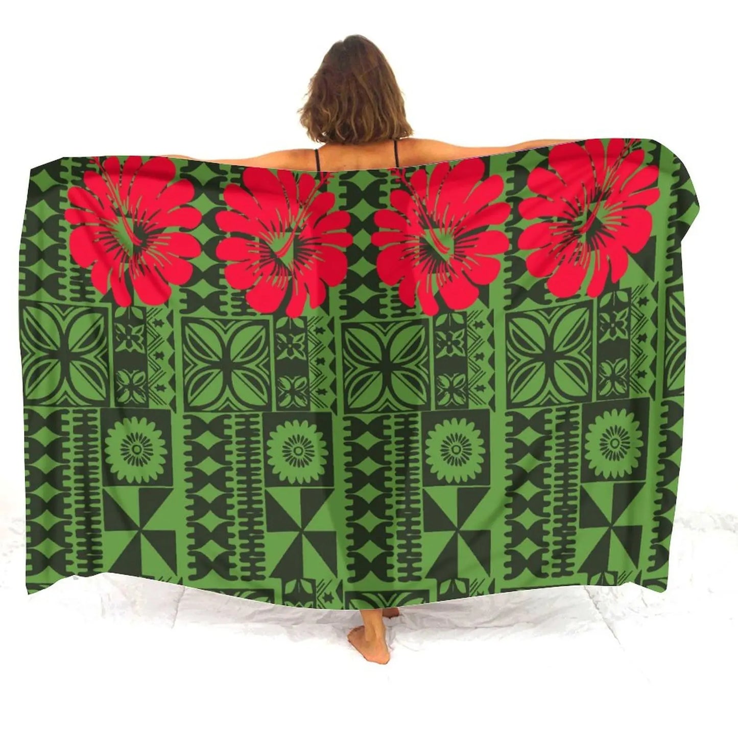 Polynesian Women'S Sarong Apron Polynesian Tribal Flower Geometric Pattern Sarong Beach