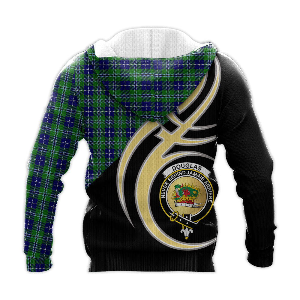 Printivon Douglas Clan Believe In Me Crest Tartan Knitted Hoodie Custom Your Text