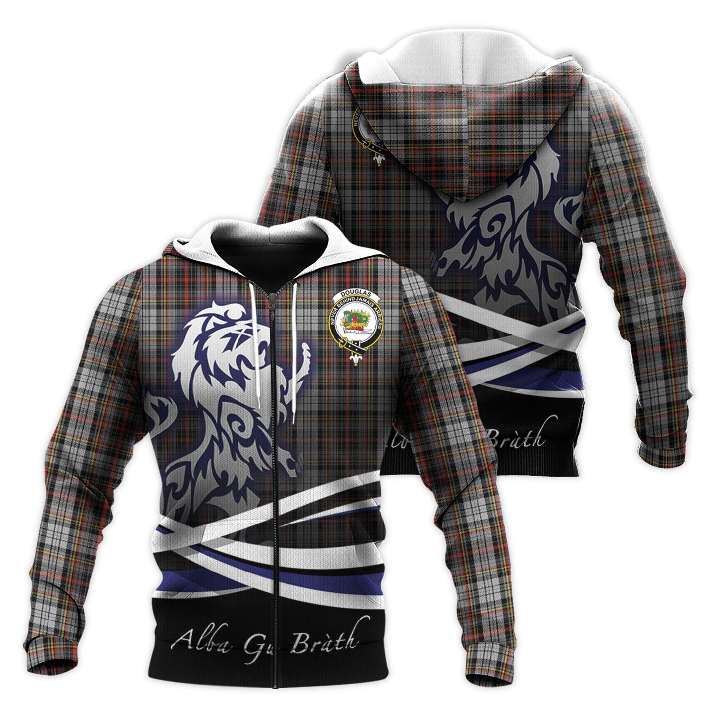 Printivon Douglas Ancient Dress Tartan Scottish Lion Hoodie