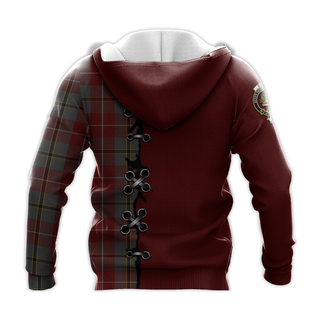 Printivon Douglas Ancient Red Tartan Hoodie Lion Rampant And Celtic Thistle Style