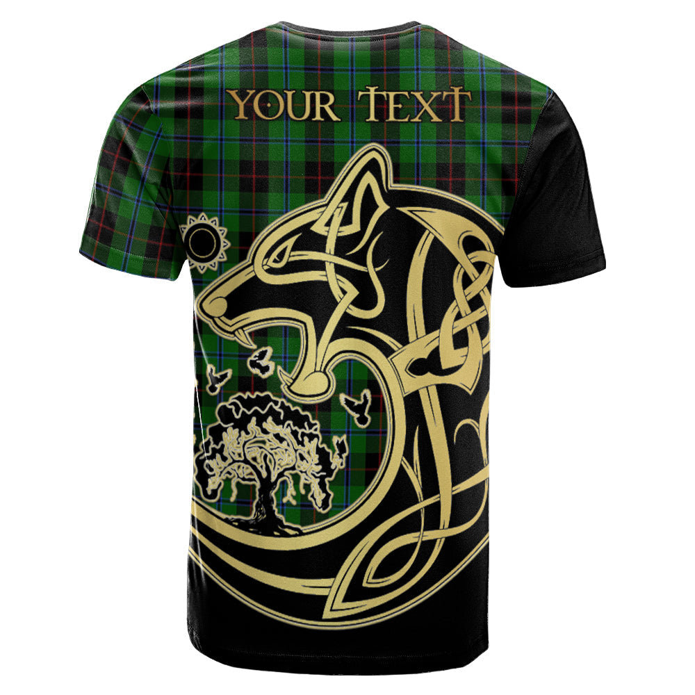 Printivon Douglas Black Crest Celtic Wolf Tartan T Shirt Custom Your Text