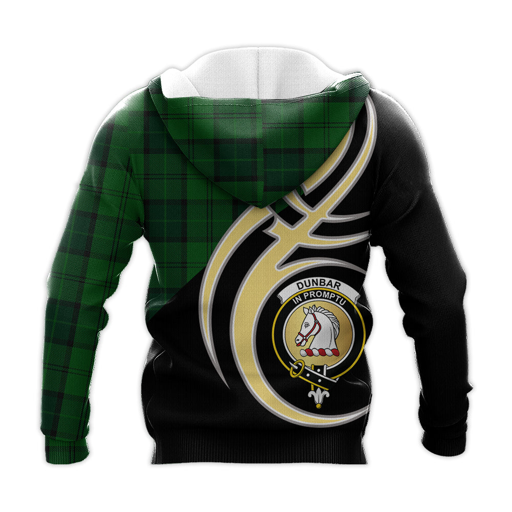 Printivon Dunbar Hunting Clan Believe In Me Crest Tartan Knitted Hoodie Custom Your Text