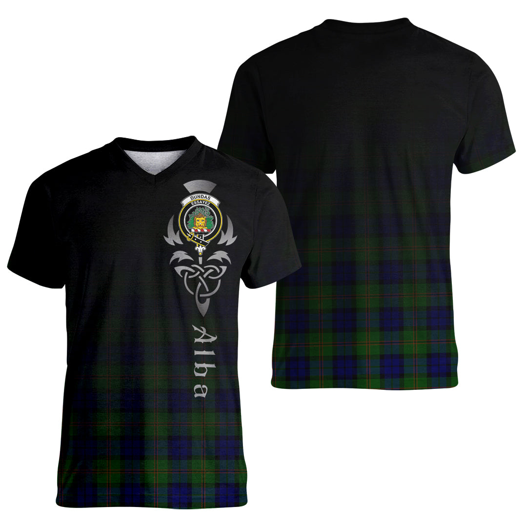 Printivon Dundas Modern Tartan Crest Alba Celtic T Shirt