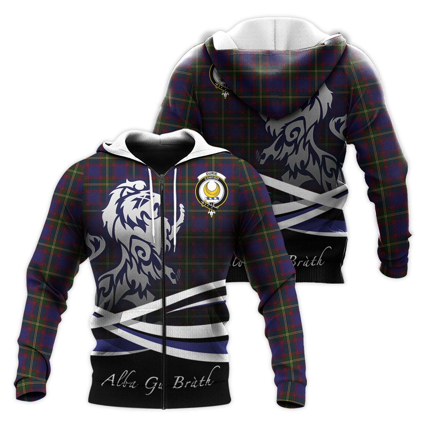 Printivon Durie Tartan Scottish Lion Hoodie