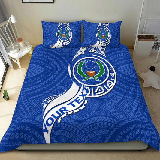(Custom Personalised) Pohnpei Bedding Set Micronesia Pride Blue