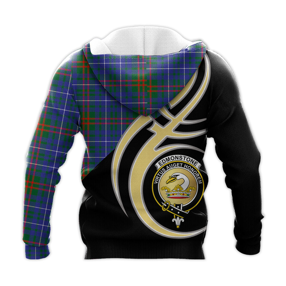 Printivon Edmonstone Clan Believe In Me Crest Tartan Knitted Hoodie Custom Your Text