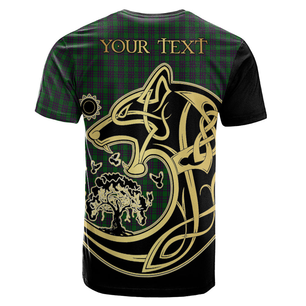 Printivon Elphinstone Crest Celtic Wolf Tartan T Shirt Custom Your Text