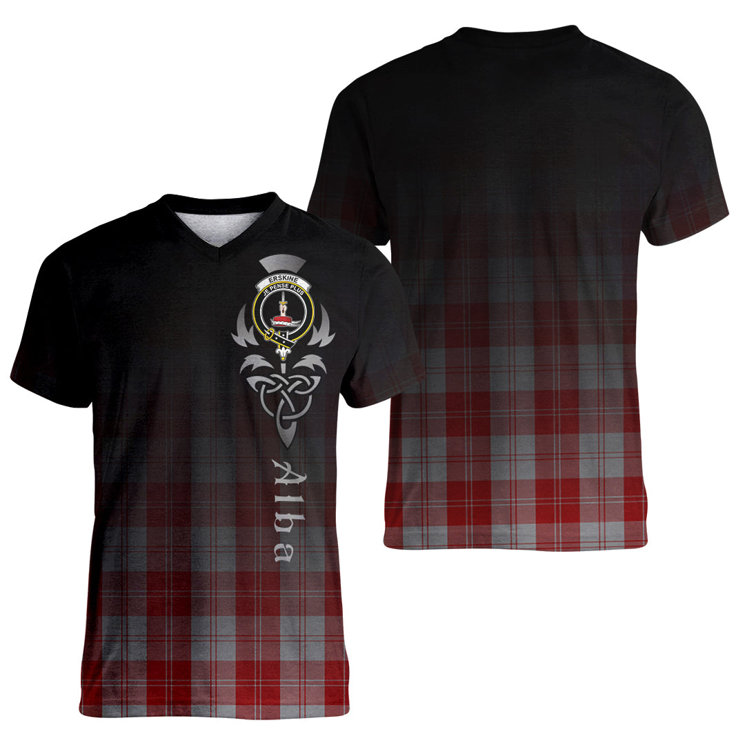Printivon Erskine Red Tartan Crest Alba Celtic T Shirt