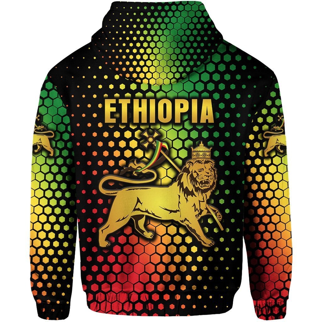 Ethiopia Lion Of Judah Zip Hoodie Original Vibes