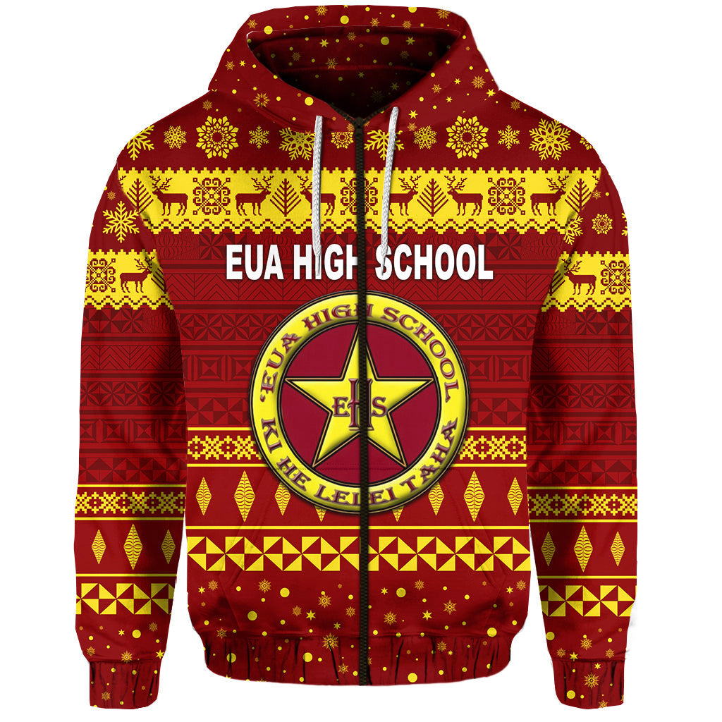 ( Personalised) Eua High School Christmas Zip Hoodie Simple Style