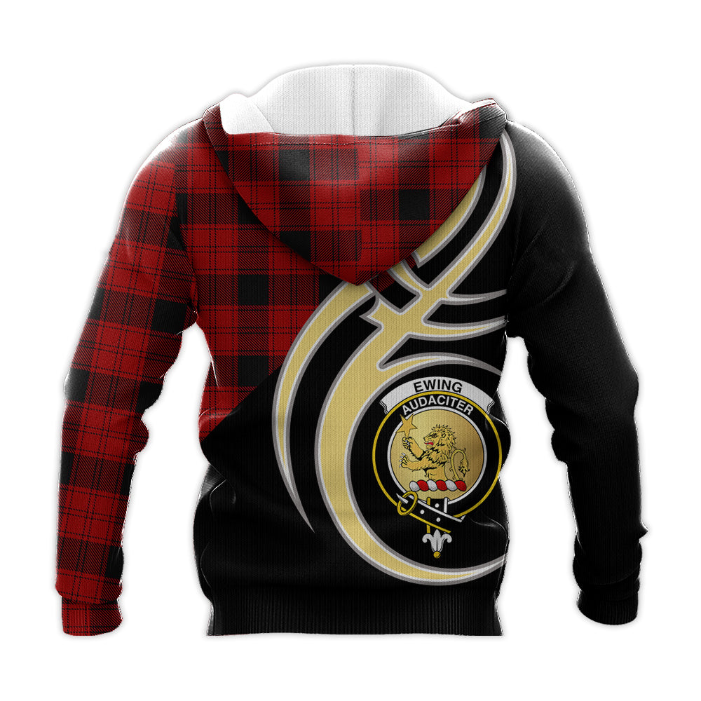 Printivon Ewing Clan Believe In Me Crest Tartan Knitted Hoodie Custom Your Text