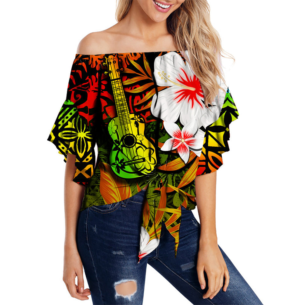 Hawaii Ukulele Off Shoulder Waist Wrap Top Style No.1