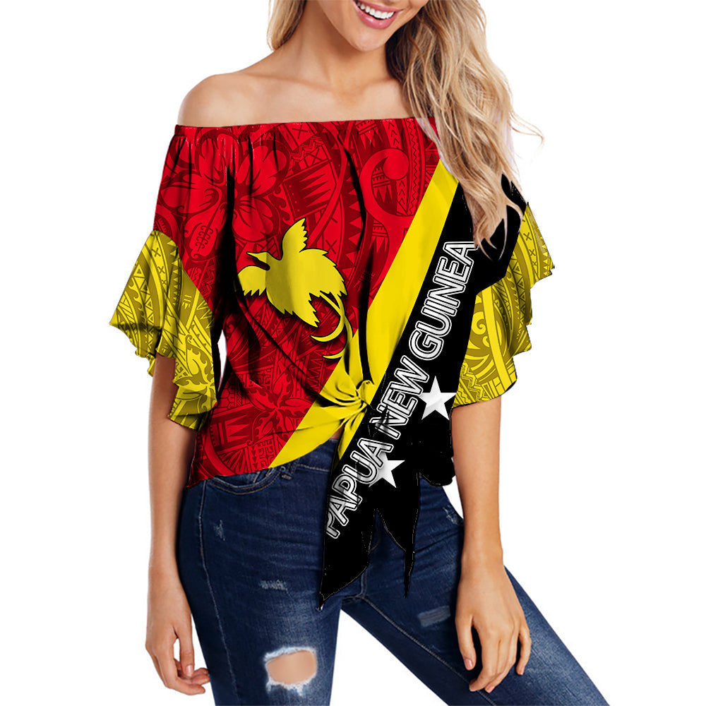 Papua New Guinea Off Shoulder Waist Wrap Top No.3