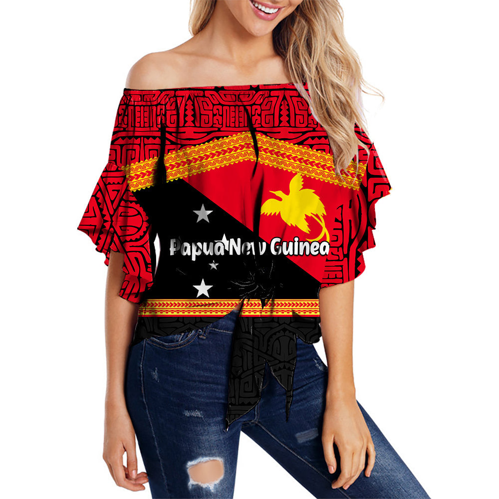 Papua New Guinea Off Shoulder Waist Wrap Top No.5