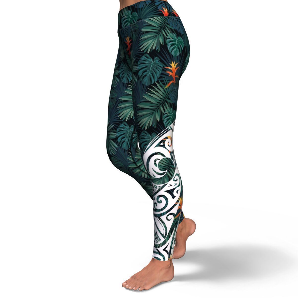 Polynesian Legging - Polynesian Design Flower Leggings NN0