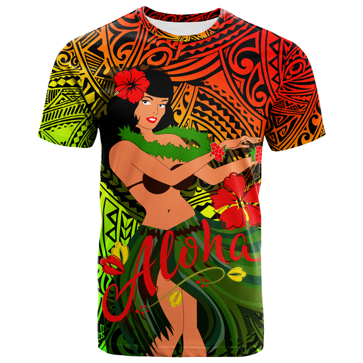 Hawaii Hula Girl Reggae T Shirt